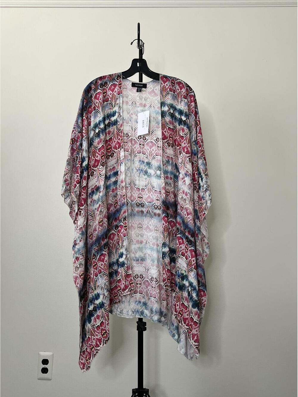 WOMENS B0H0 PRINT KIM0N0-LIGHTWEIGHT BEACH COVER-UP, SIZE M/L